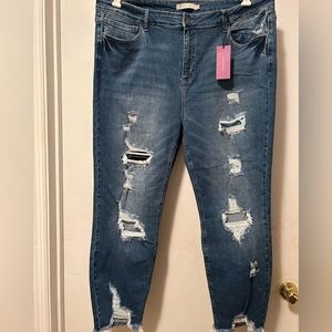 Glitzy Girlz Distressed Skinny Jeans, Size 26W, NWT